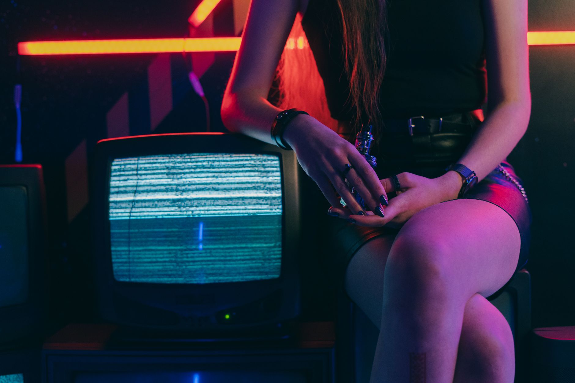 retro gaming television screen neon
